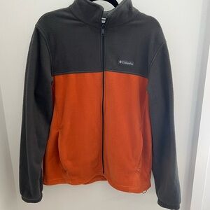 Columbia Men’s Fleece zip up jacket orange and grey size L